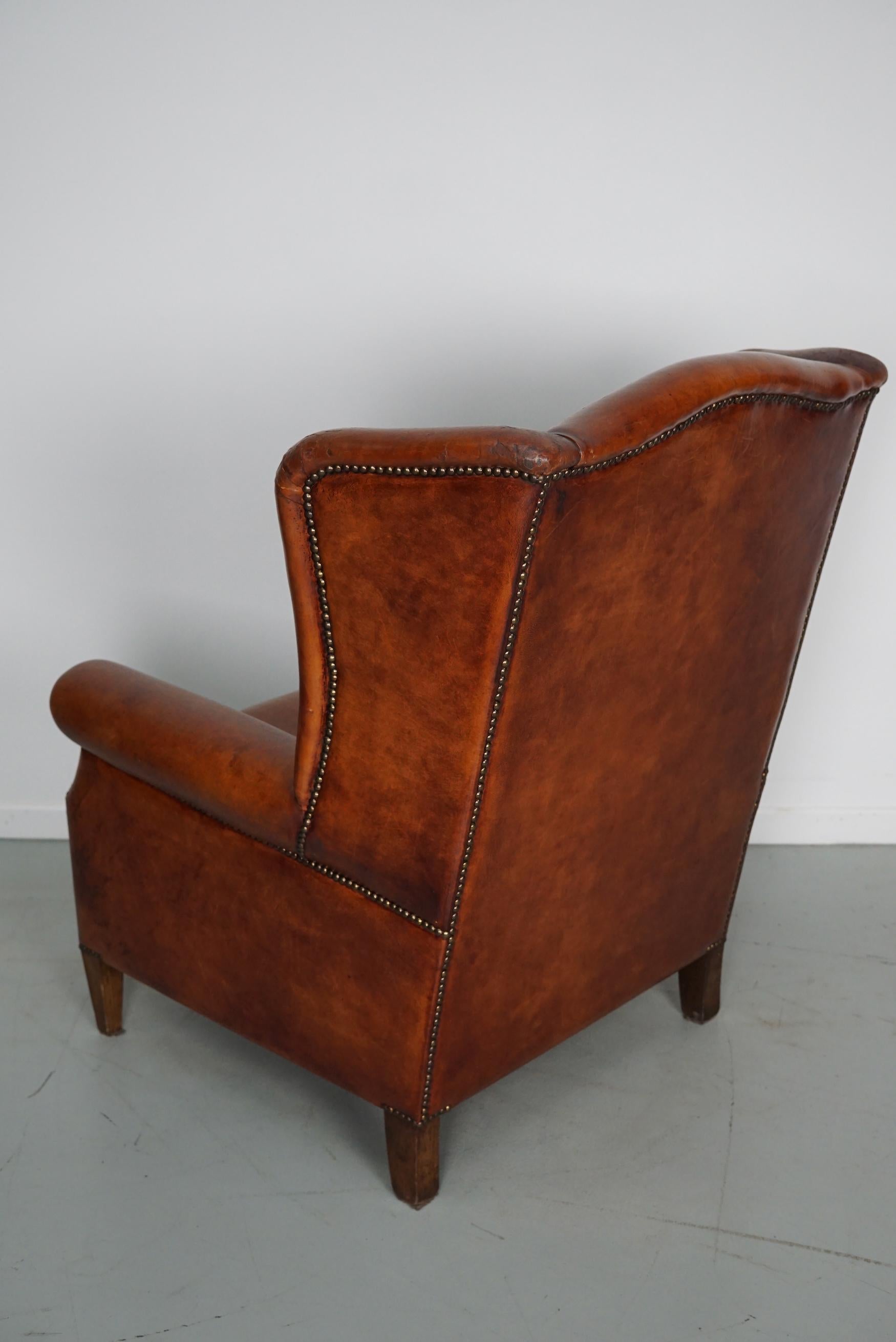 Vintage Dutch Cognac Colored Leather Club Chair 11