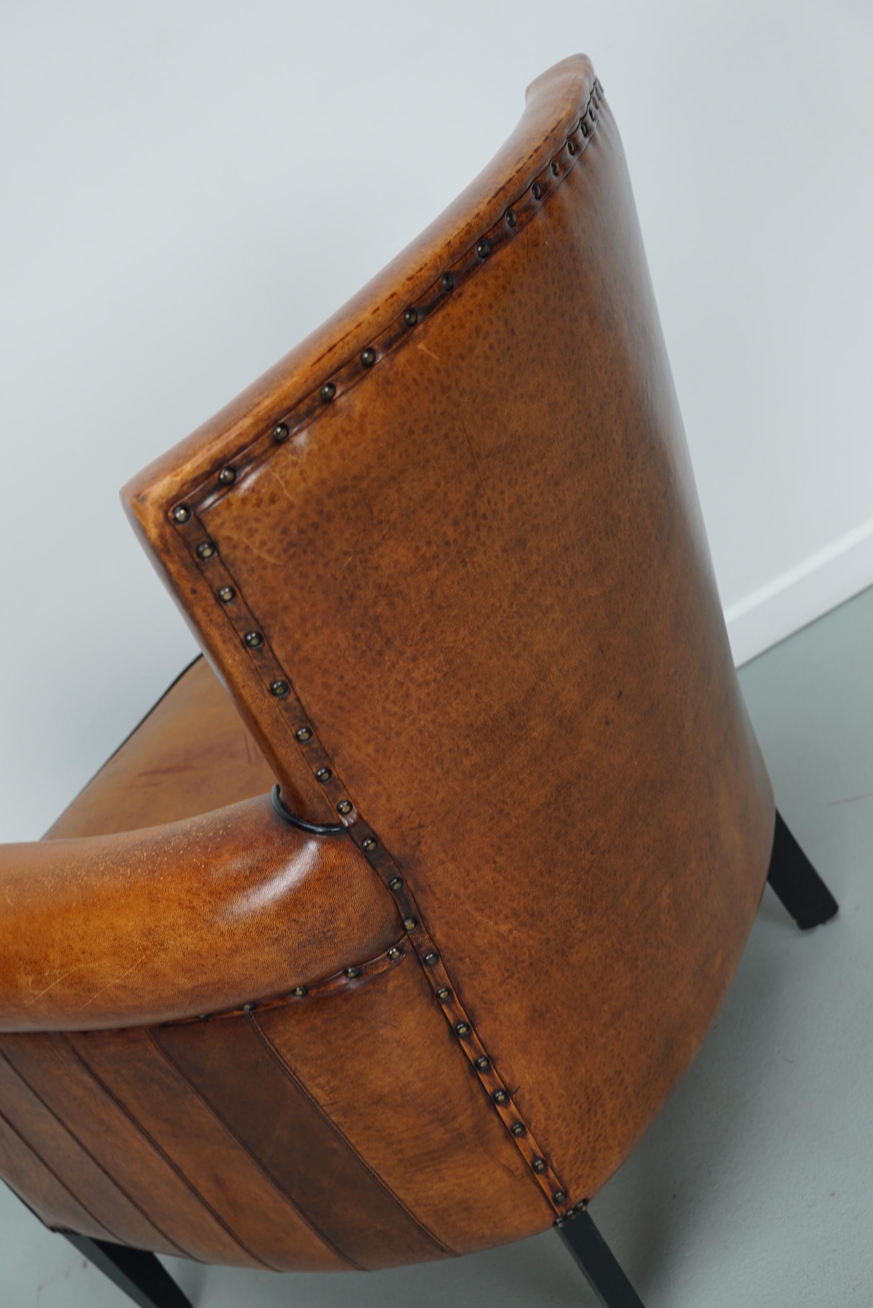 Vintage Dutch Cognac Colored Leather Club Chair For Sale 12