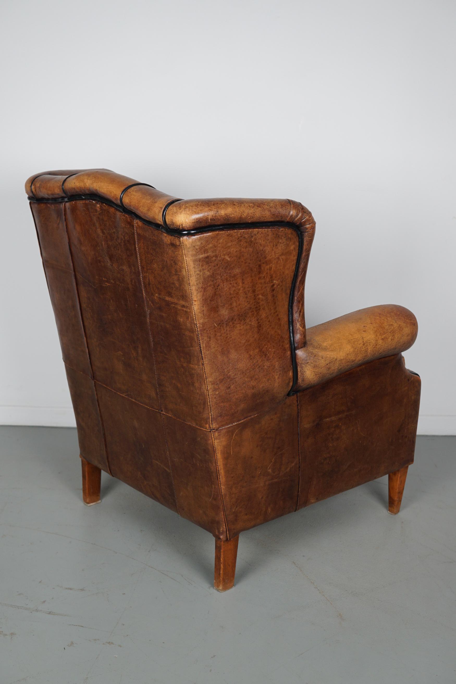 Vintage Dutch Cognac Colored Leather Club Chair For Sale 11