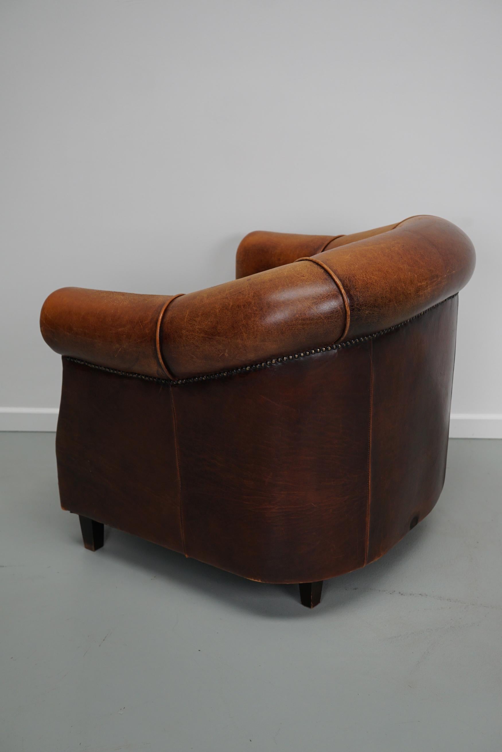 Vintage Dutch Cognac Colored Leather Club Chair 12
