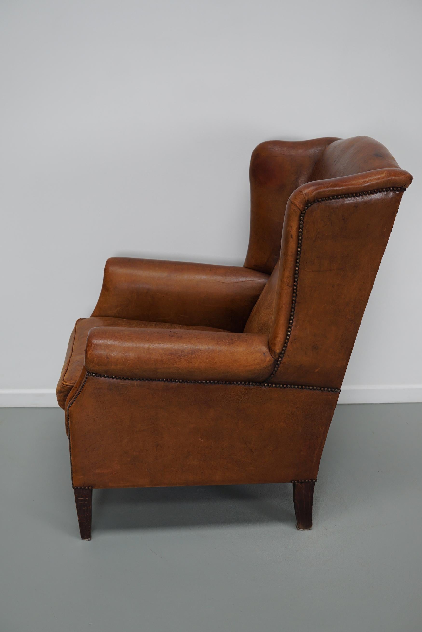 Vintage Dutch Cognac Colored Leather Club Chair For Sale 14