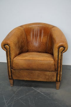 Vintage Dutch Cognac Colored Leather Club Chair