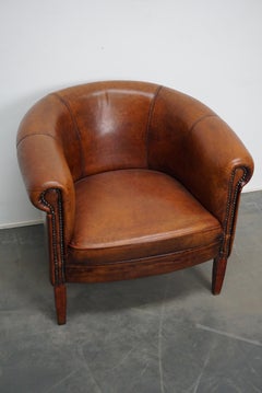 Vintage Dutch Cognac Colored Leather Club Chair
