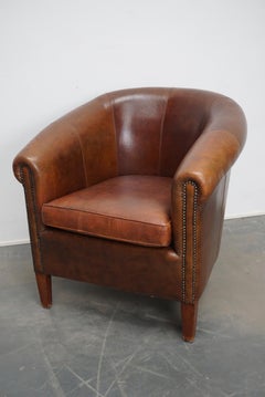 Vintage Dutch Cognac Colored Leather Club Chair