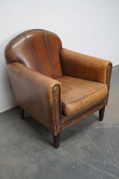 Vintage Dutch Cognac Colored Leather Club Chair