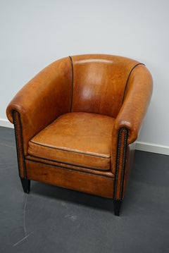 Vintage Dutch Cognac Colored Leather Club Chair
