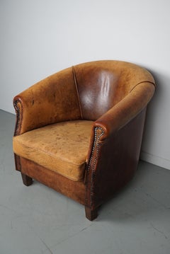 Vintage Dutch Cognac Colored Leather Club Chair