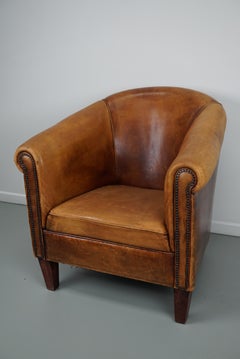 Vintage Dutch Cognac Colored Leather Club Chair