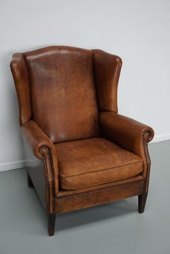 Vintage Dutch Cognac Colored Leather Club Chair