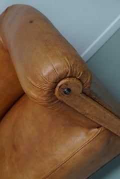 Cognacfarbener Clubsessel aus Leder