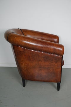 Vintage Dutch Cognac Colored Leather Club Chair