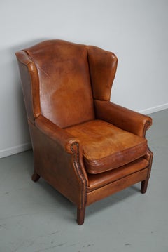 Vintage Dutch Cognac Colored Leather Club Chair