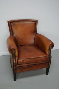 Vintage Dutch Cognac Colored Leather Club Chair