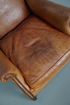 Vintage Dutch Cognac Colored Leather Club Chair