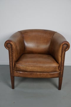 Vintage Dutch Cognac Colored Leather Club Chair