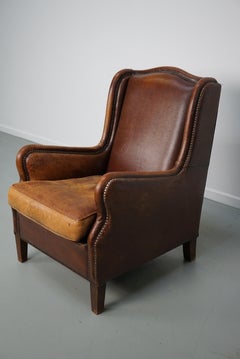 Vintage Dutch Cognac Colored Leather Club Chair