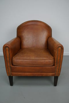 Vintage Dutch Cognac Colored Leather Club Chair