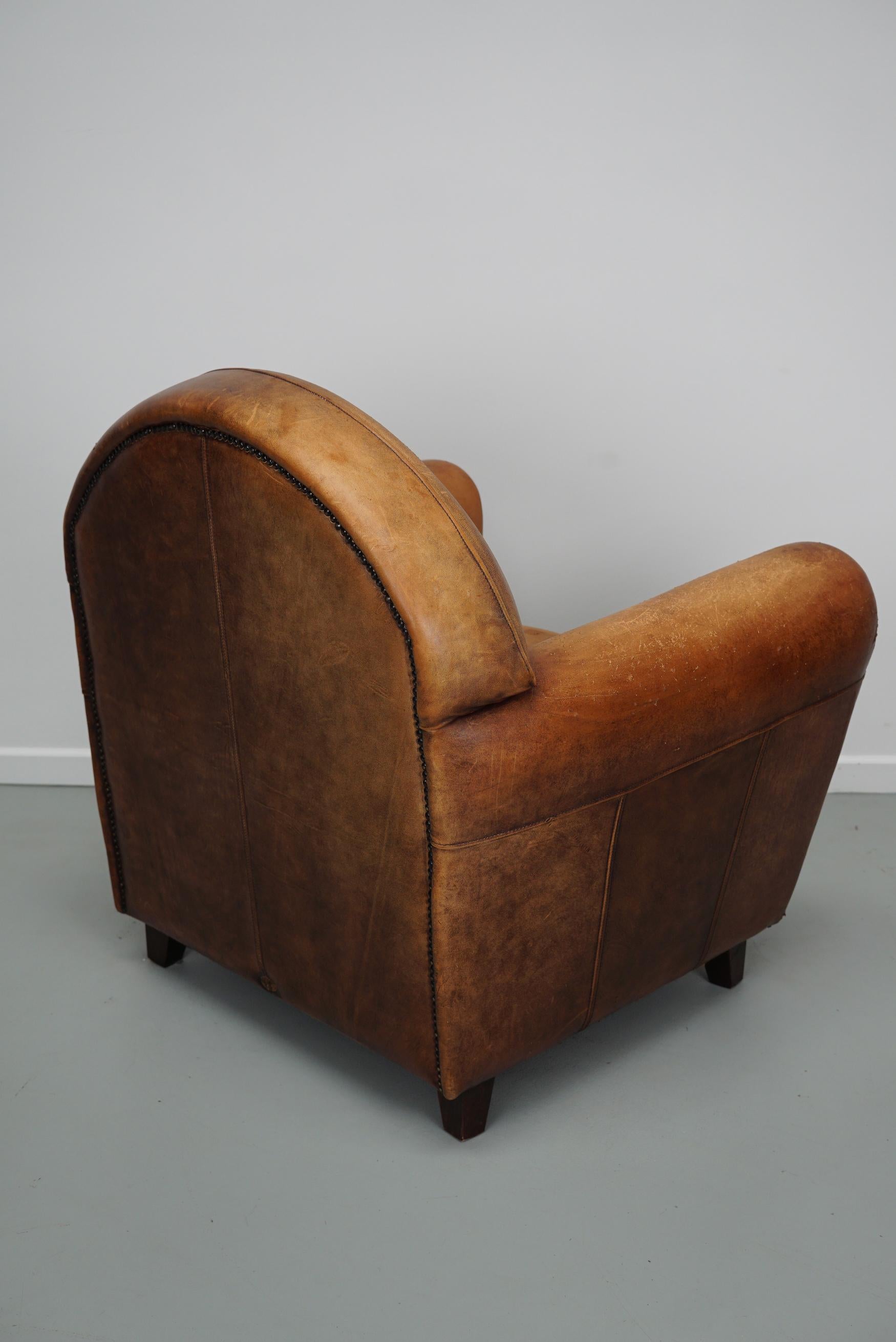 Vintage Dutch Cognac Colored Leather Club Chair 15