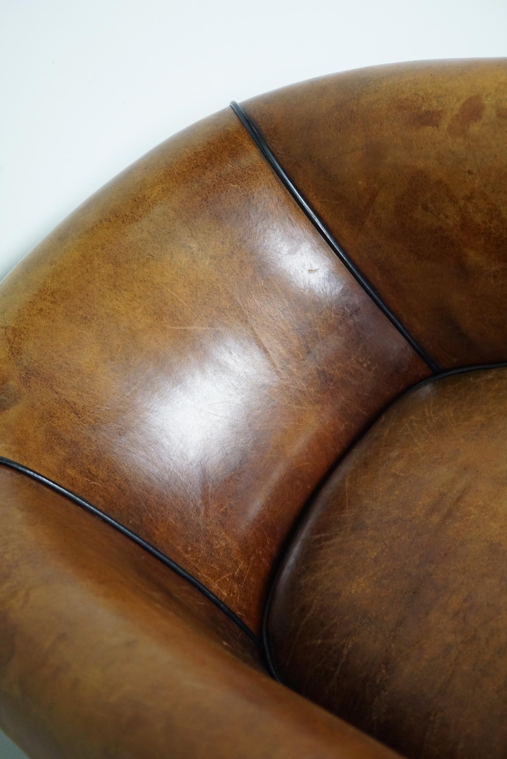 Vintage Dutch Cognac-Colored Leather Club Chair In Good Condition In Nijmegen, NL