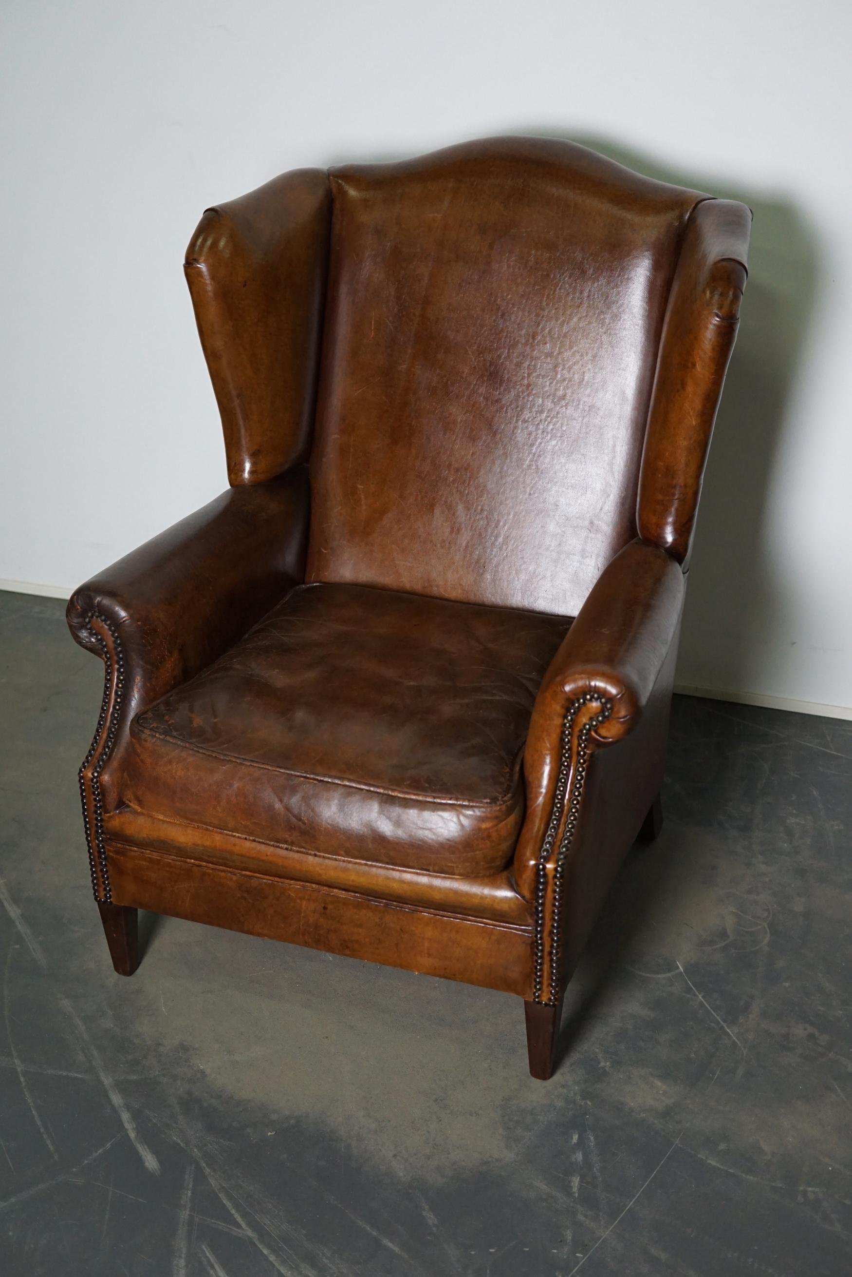 European Vintage Dutch Cognac-Colored Leather Club Chair