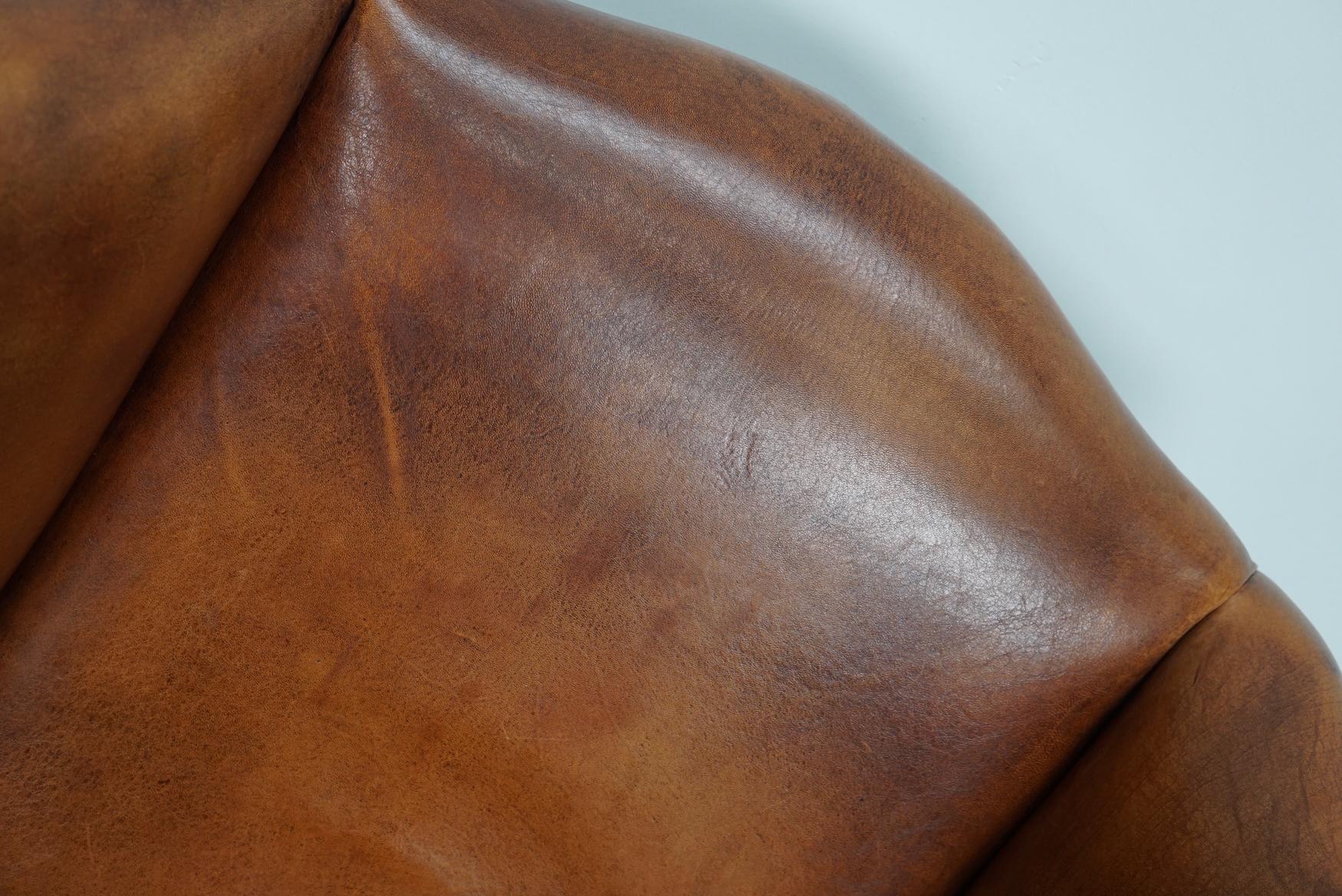 Cognacfarbener Clubsessel aus Leder im Zustand „Gut“ im Angebot in Nijmegen, NL