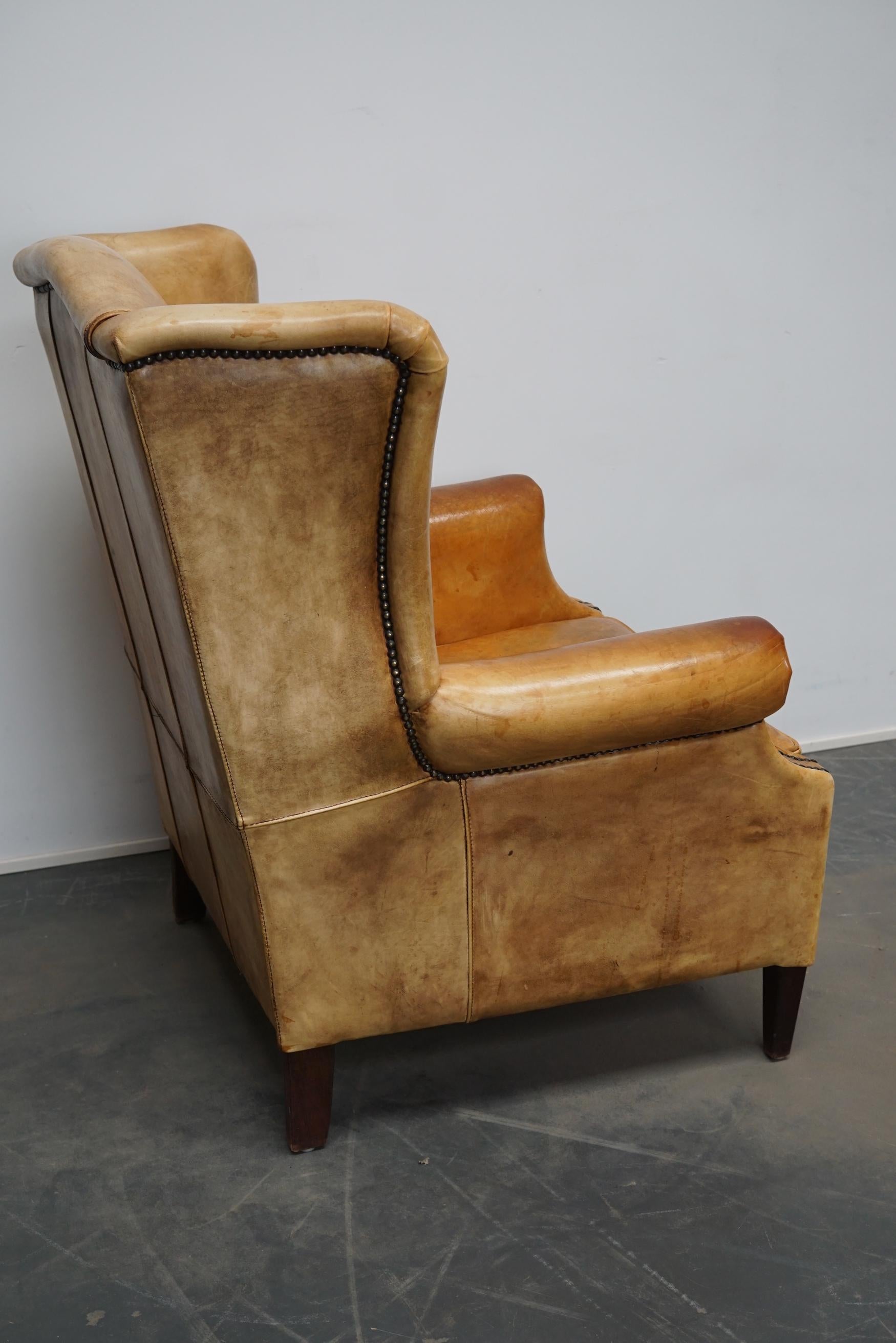 Late 20th Century Vintage Dutch Cognac Colored Leather Club Chair