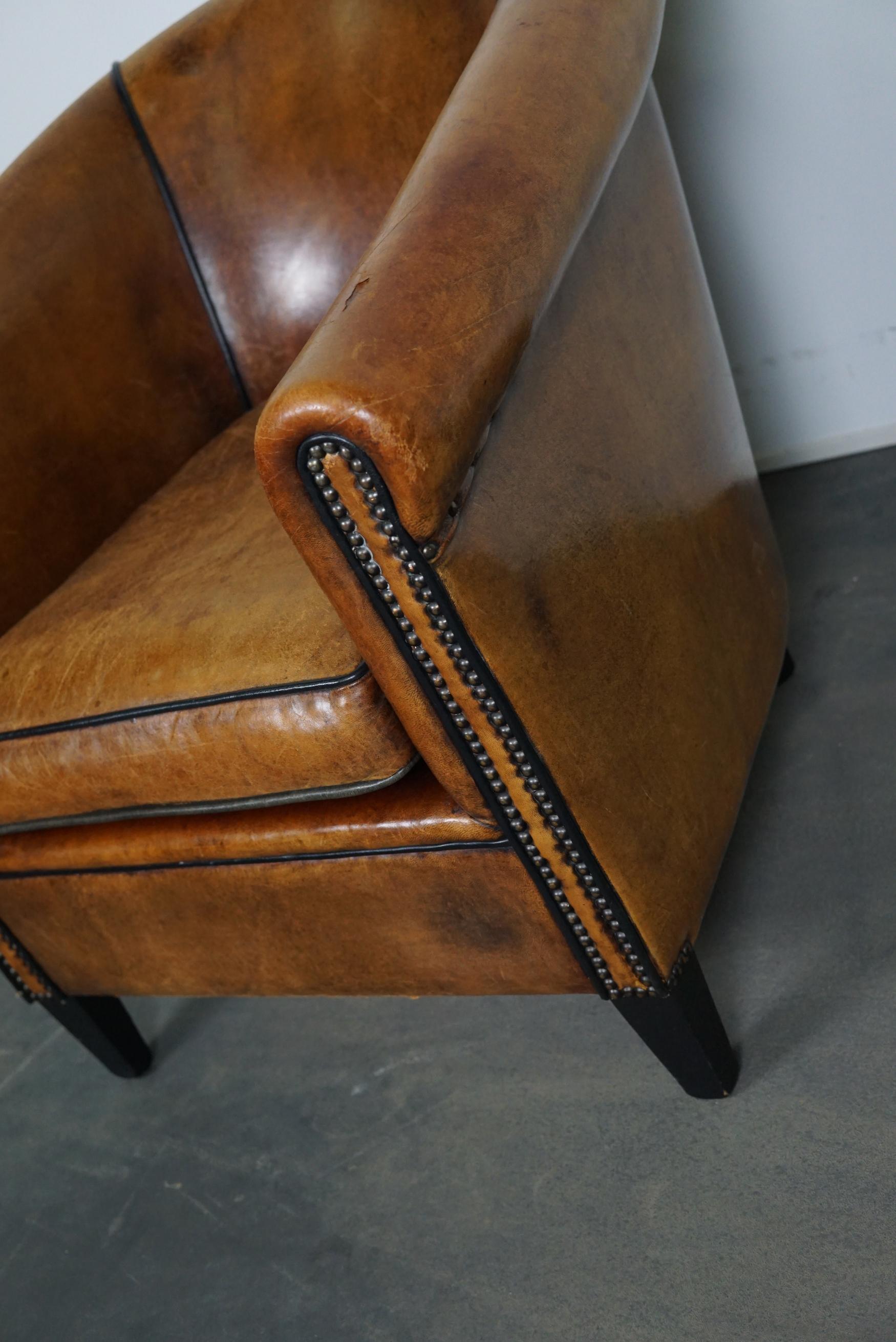 Vintage Dutch Cognac-Colored Leather Club Chair 1