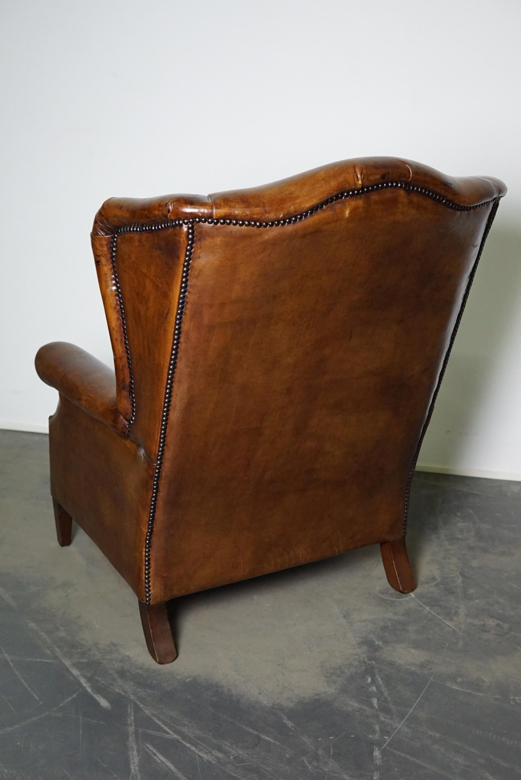 Late 20th Century Vintage Dutch Cognac-Colored Leather Club Chair