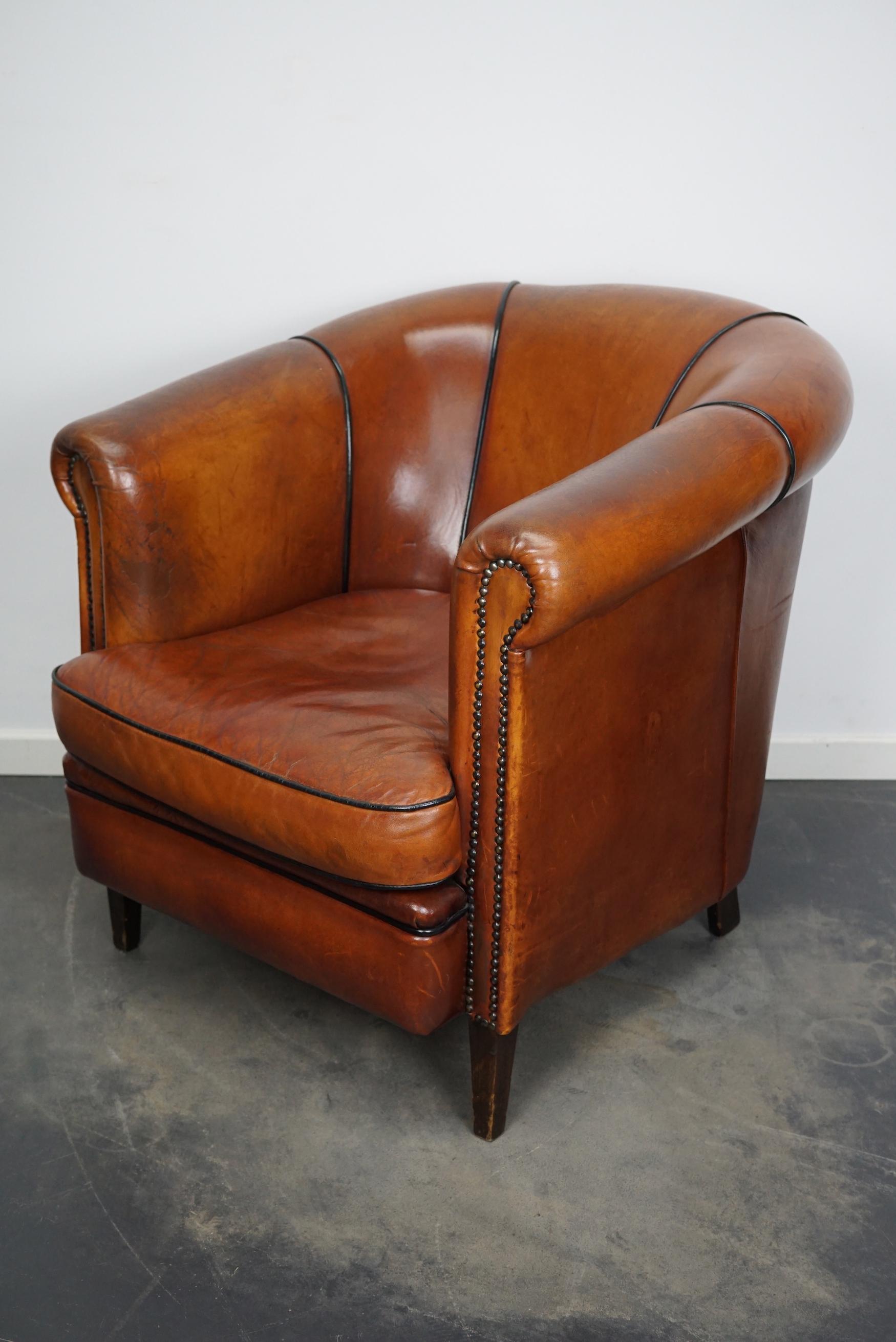 Vintage Dutch Cognac Colored Leather Club Chair 1