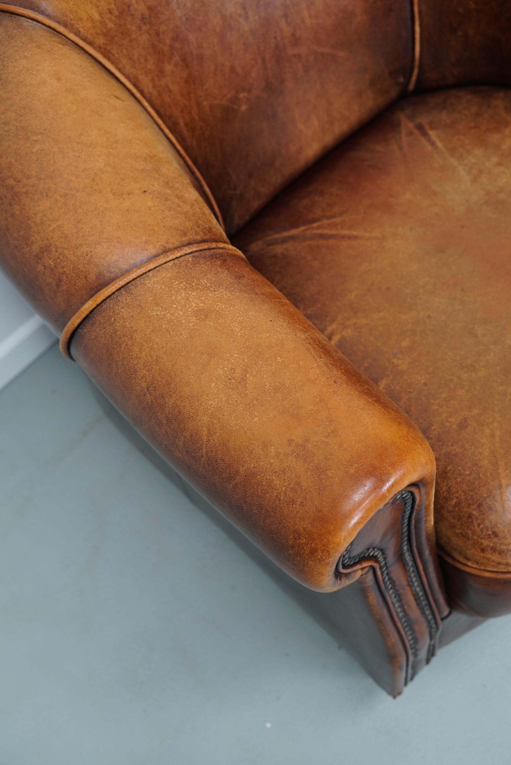 Vintage Dutch Cognac Colored Leather Club Chair 1