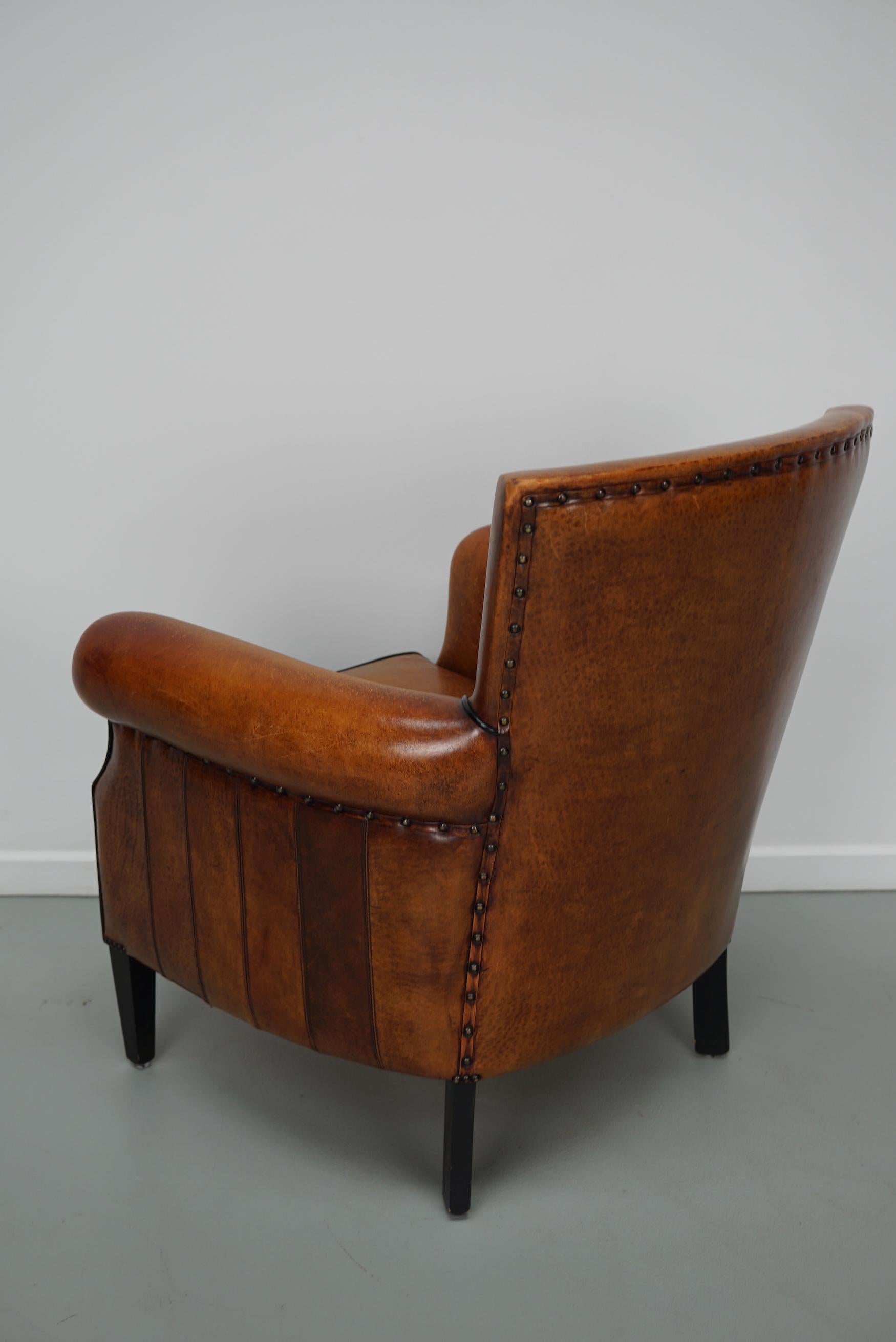 Vintage Dutch Cognac Colored Leather Club Chair For Sale 2