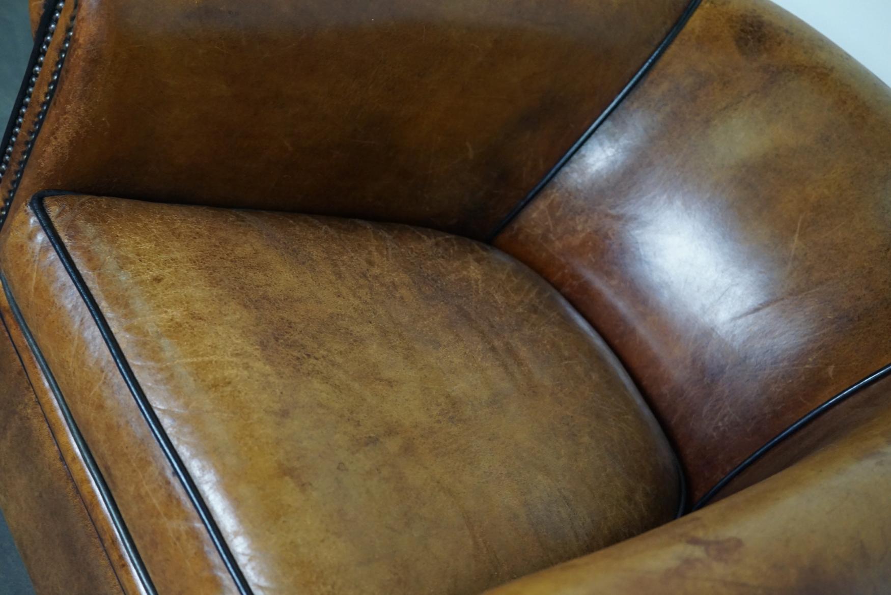 Vintage Dutch Cognac-Colored Leather Club Chair 2