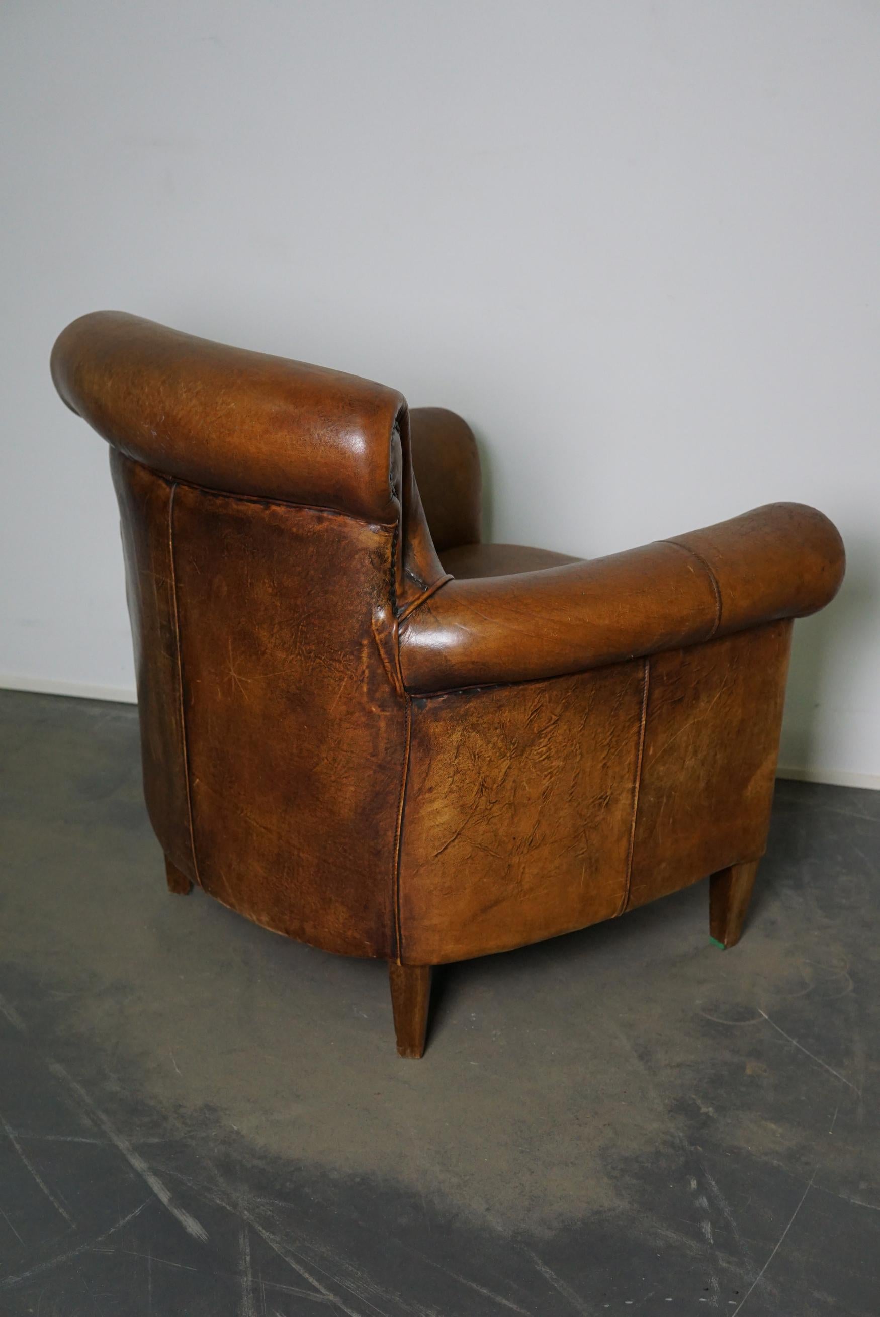Vintage Dutch Cognac-Colored Leather Club Chair 2