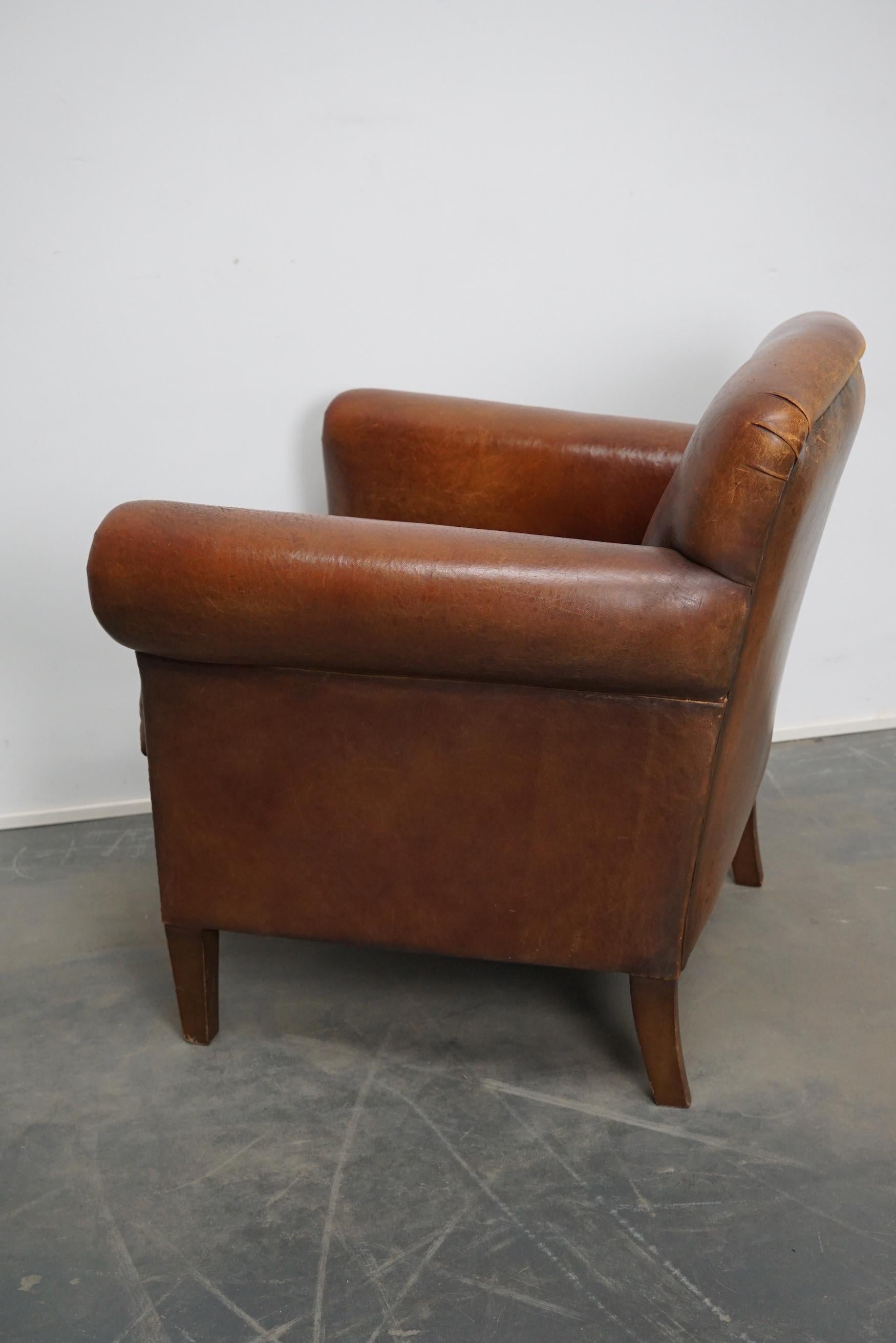 Vintage Dutch Cognac Colored Leather Club Chair 2