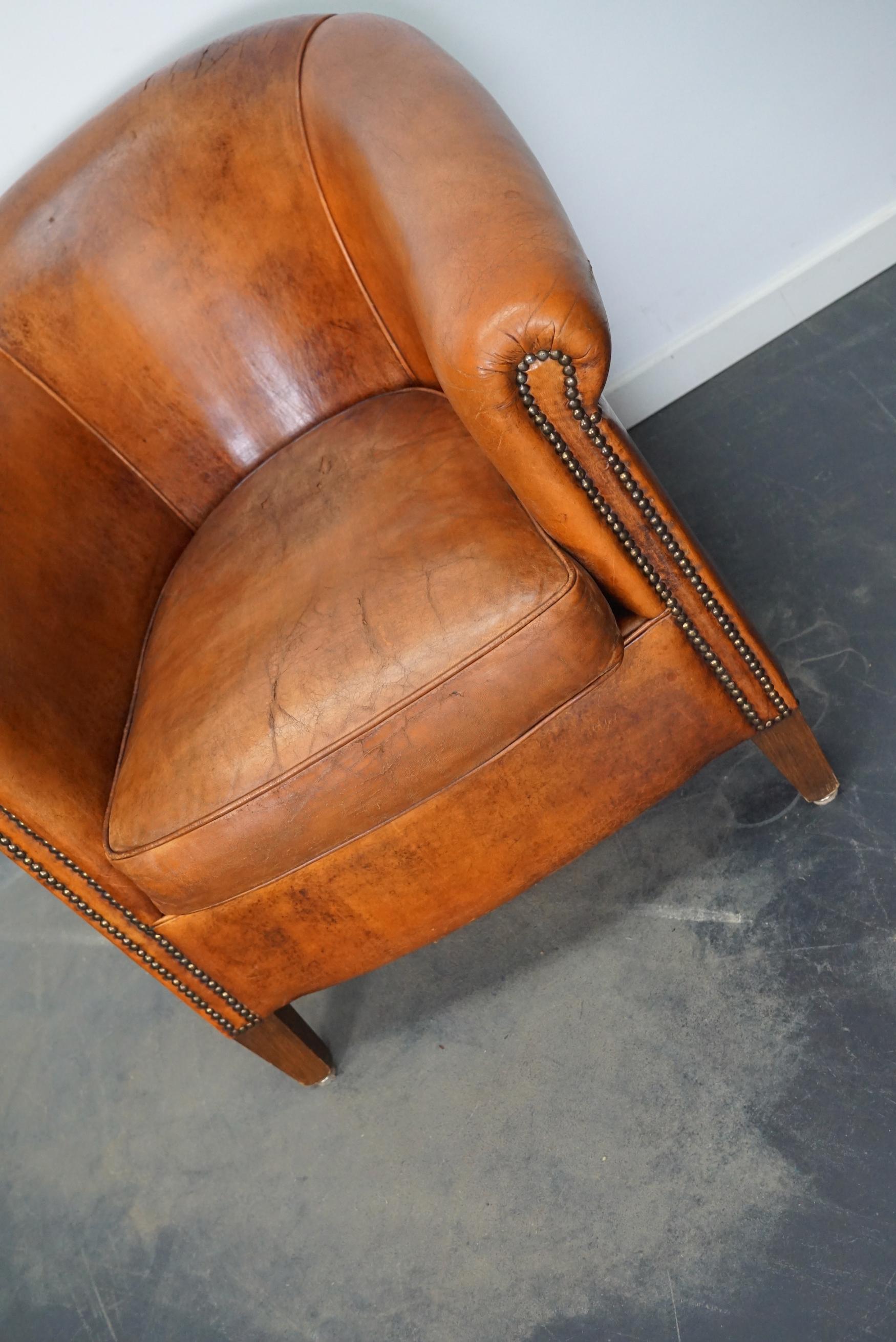 Vintage Dutch Cognac Colored Leather Club Chair 2