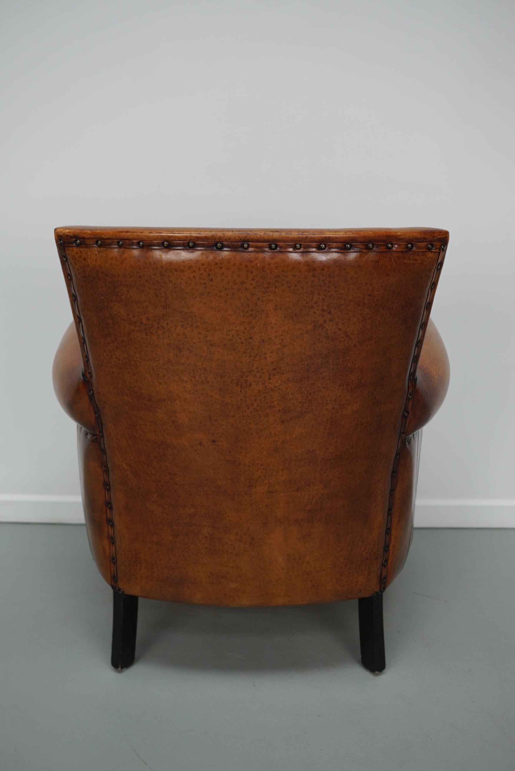 Vintage Dutch Cognac Colored Leather Club Chair For Sale 3