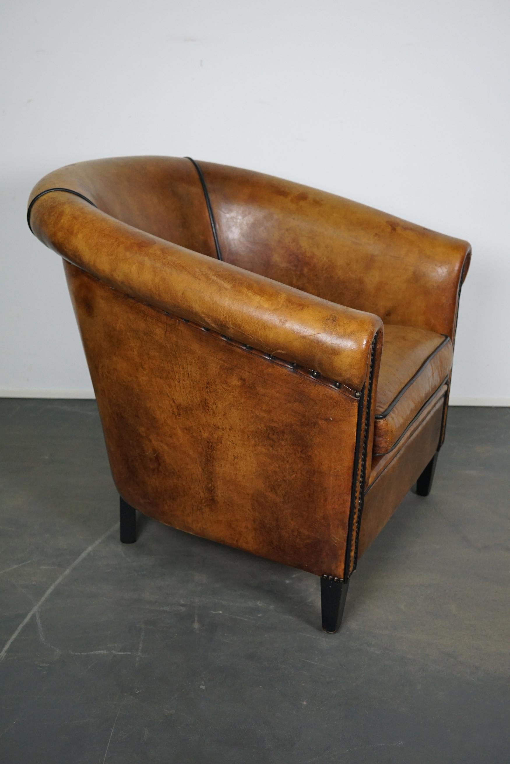 Vintage Dutch Cognac-Colored Leather Club Chair 3