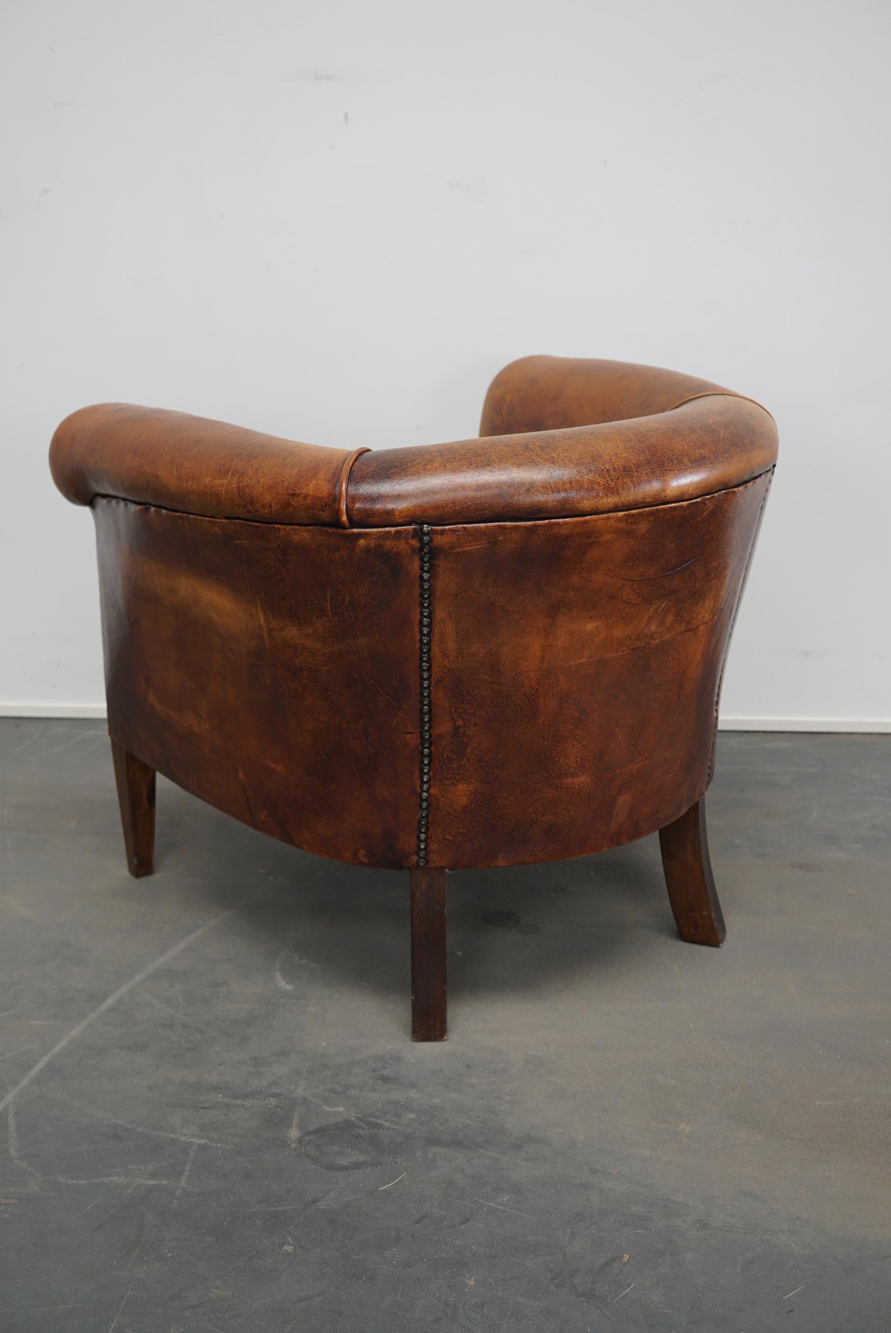 Vintage Dutch Cognac-Colored Leather Club Chair 3