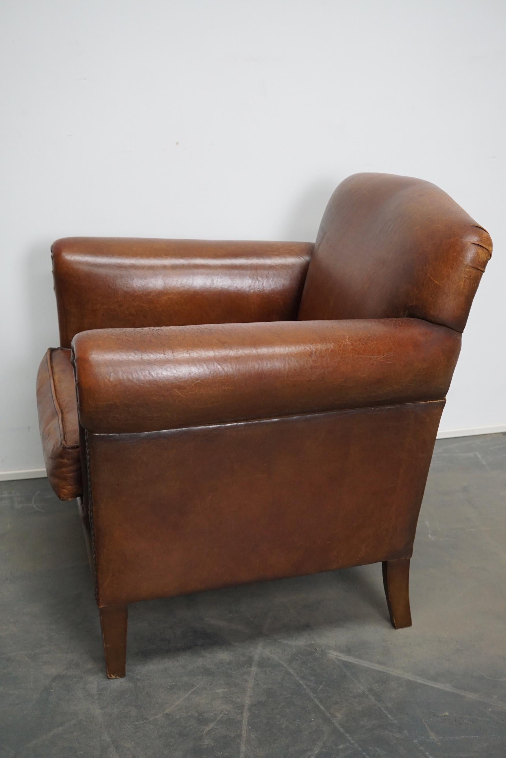 Vintage Dutch Cognac Colored Leather Club Chair 3