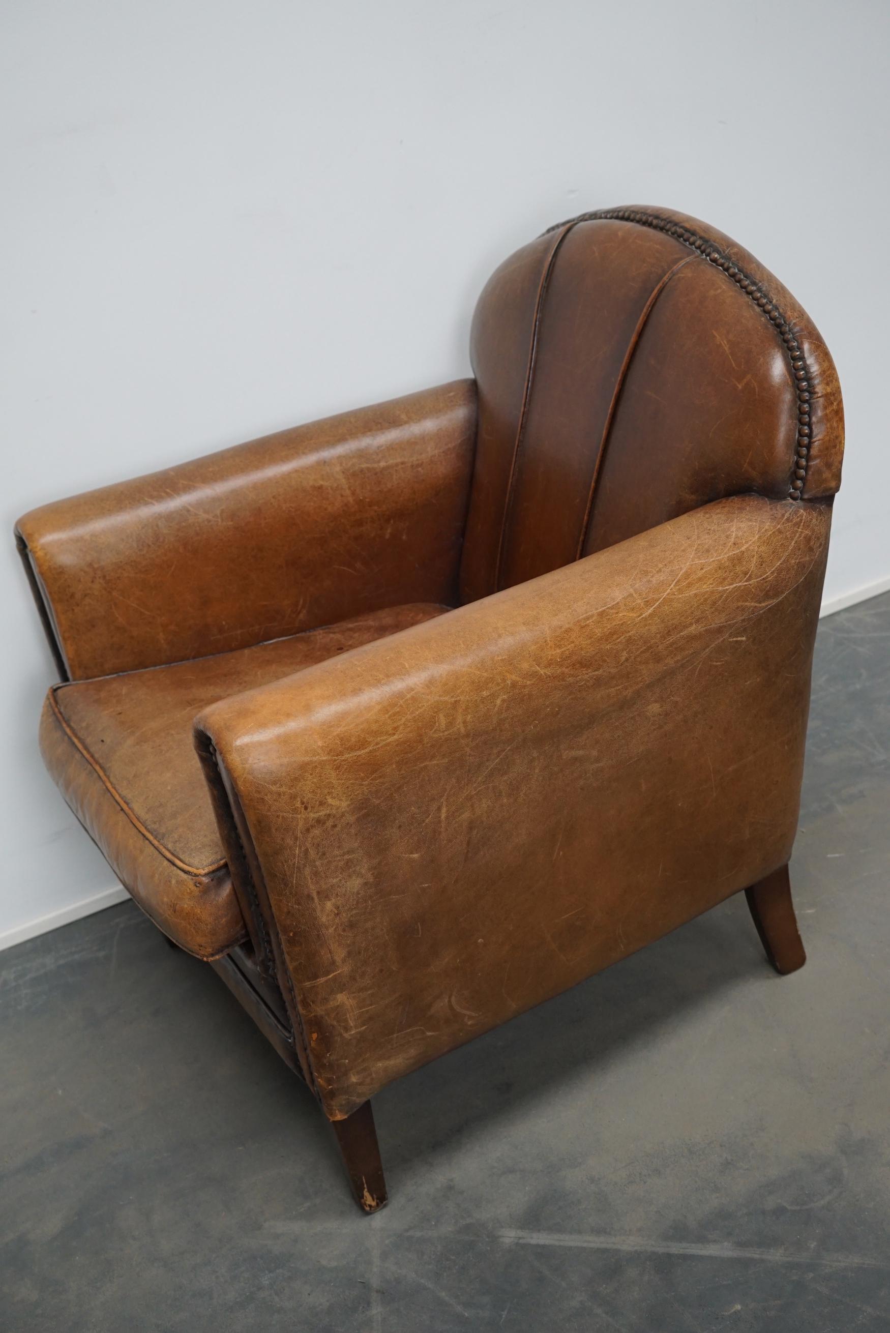 Vintage Dutch Cognac Colored Leather Club Chair 3