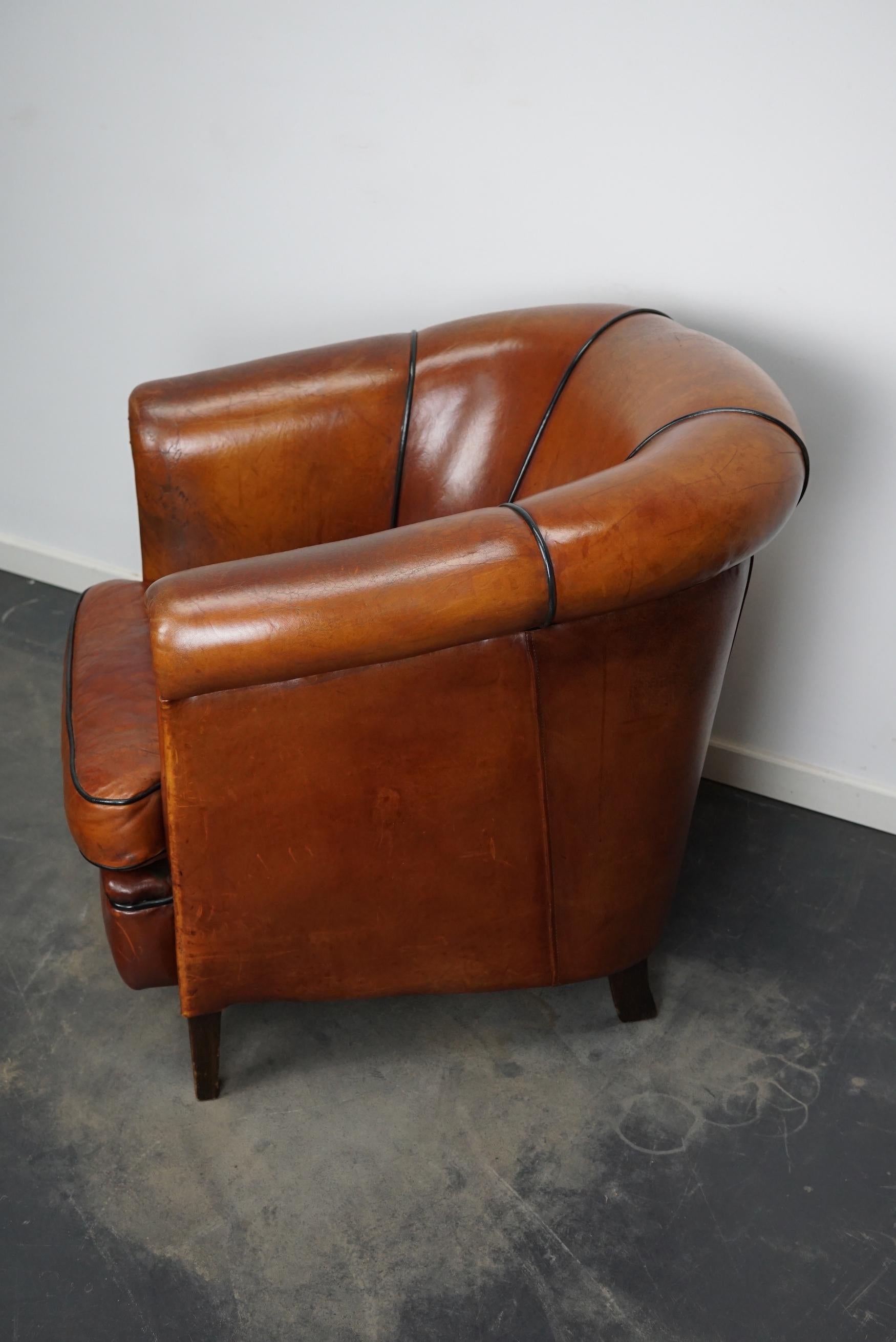 Vintage Dutch Cognac Colored Leather Club Chair 3