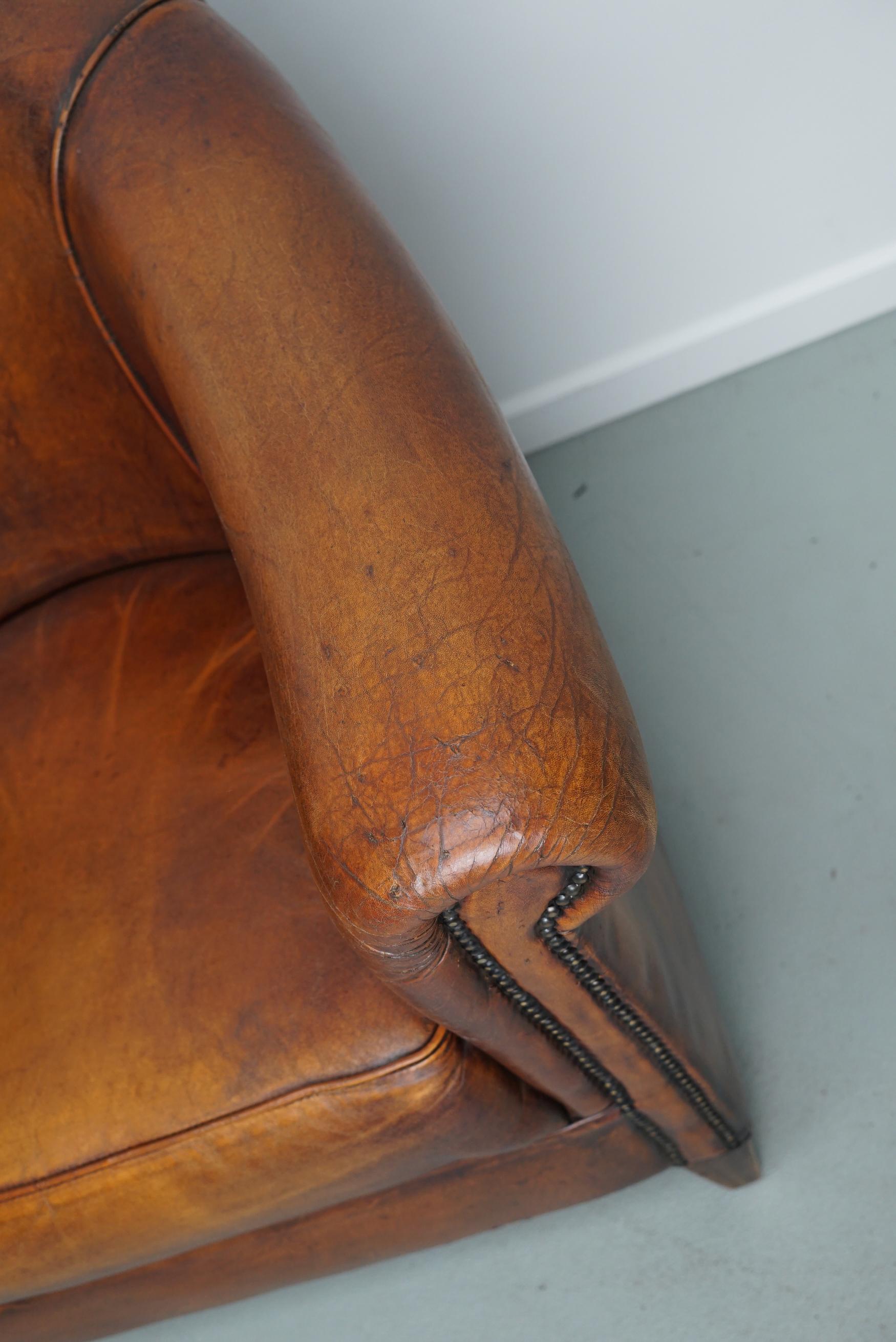 Vintage Dutch Cognac Colored Leather Club Chair 3