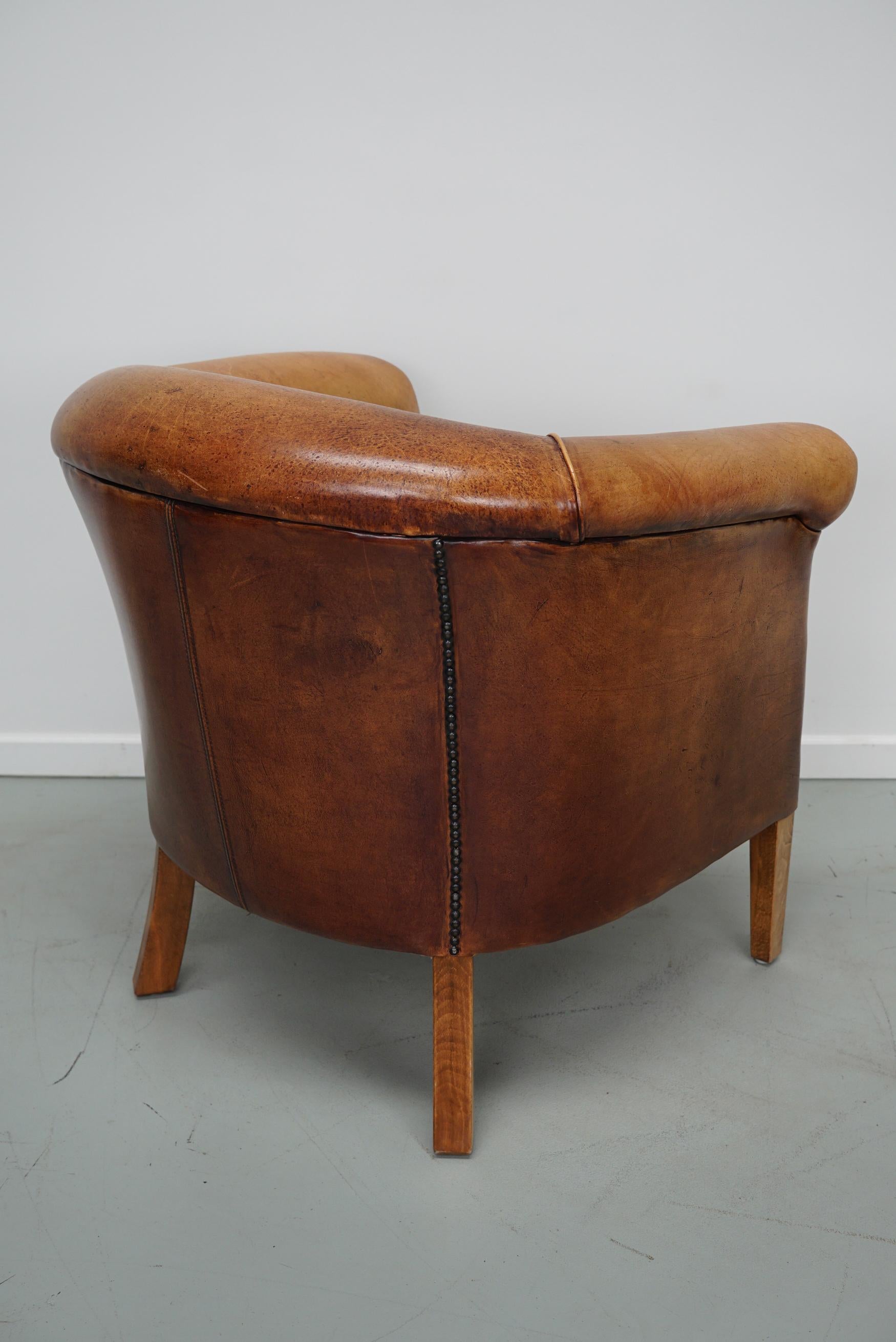 Vintage Dutch Cognac Colored Leather Club Chair For Sale 2