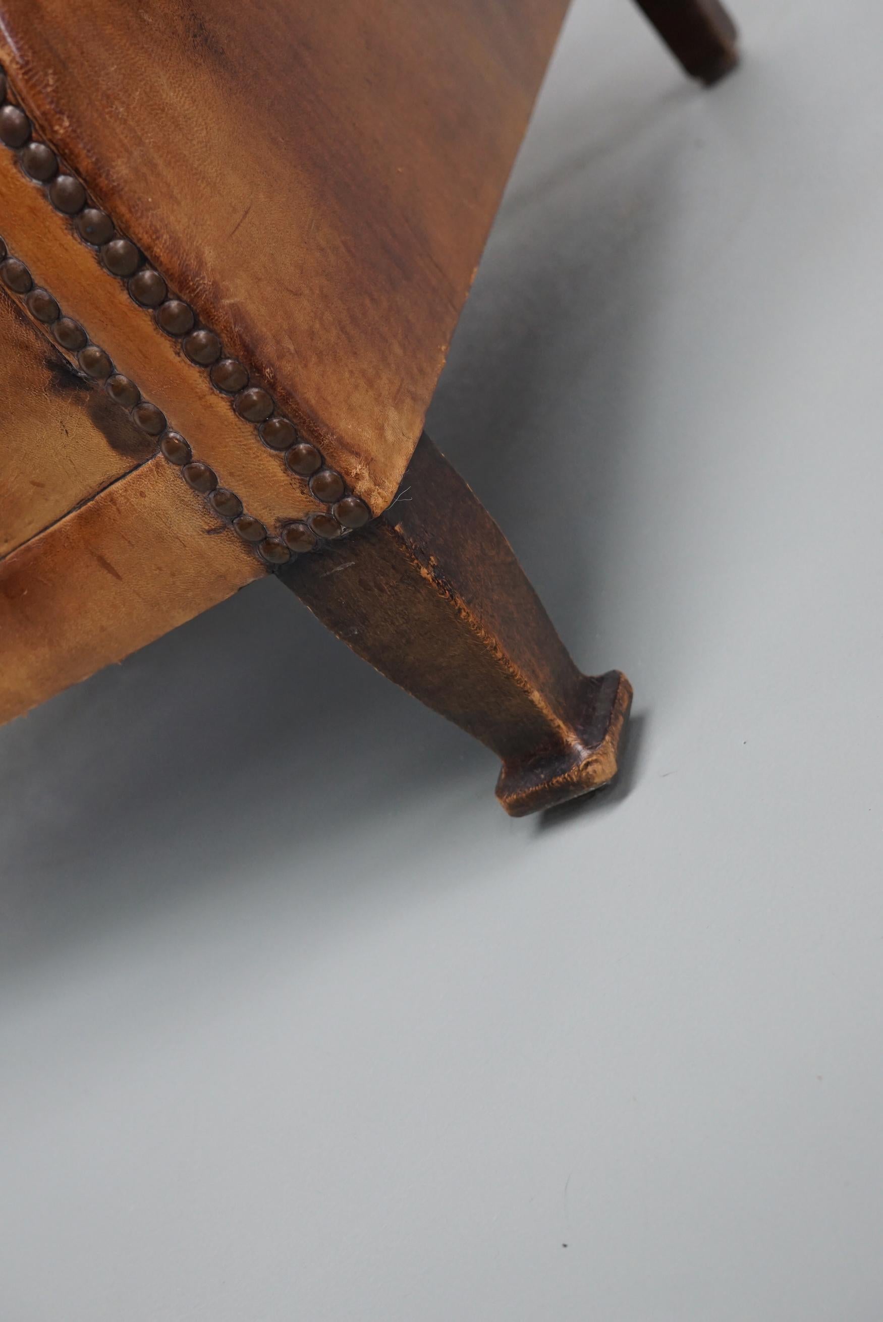 Vintage Dutch Cognac Colored Leather Club Chair 3