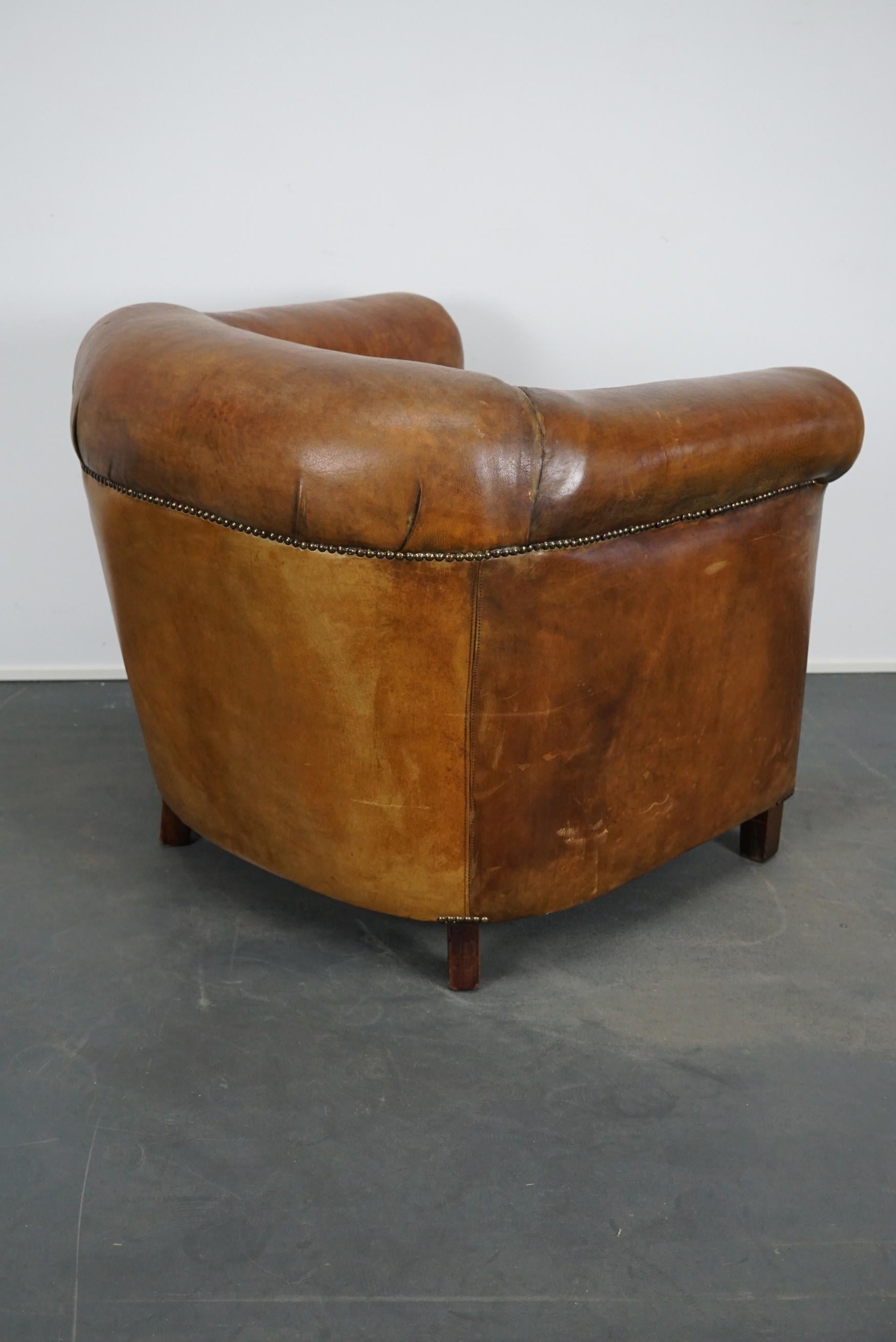 Vintage Dutch Cognac-Colored Leather Club Chair 4