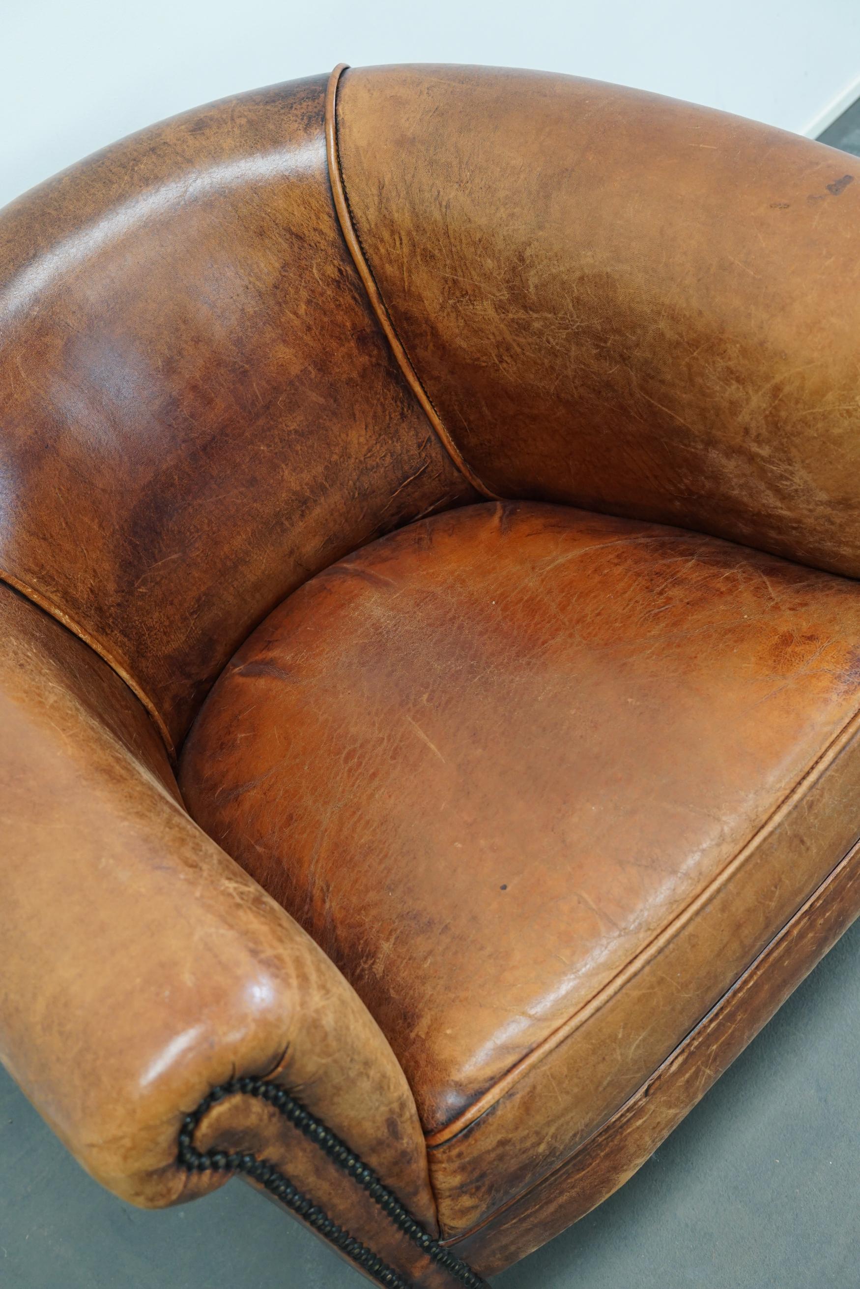 Vintage Dutch Cognac-Colored Leather Club Chair 4
