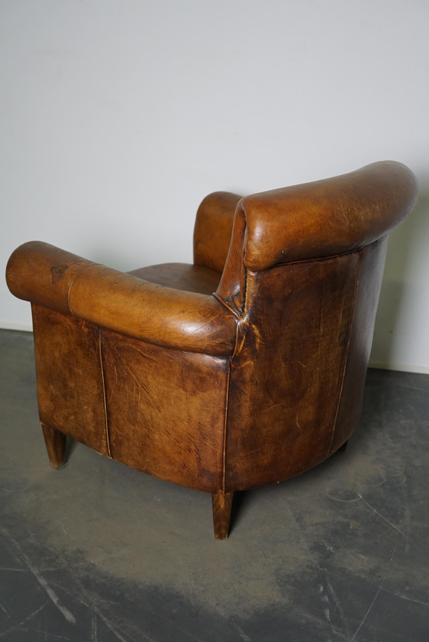 Vintage Dutch Cognac-Colored Leather Club Chair 4