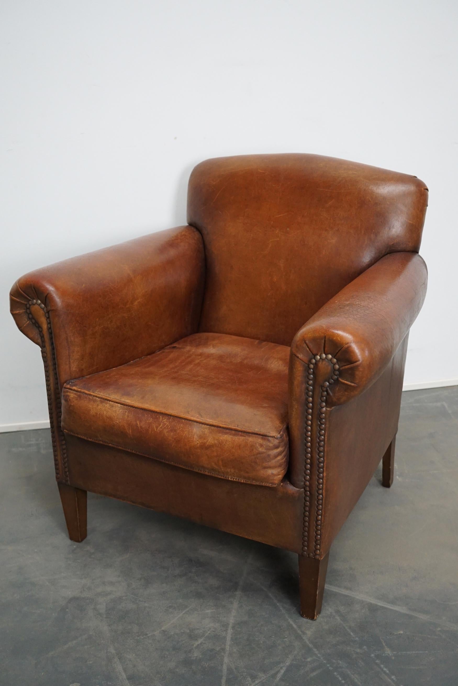 Vintage Dutch Cognac Colored Leather Club Chair 4