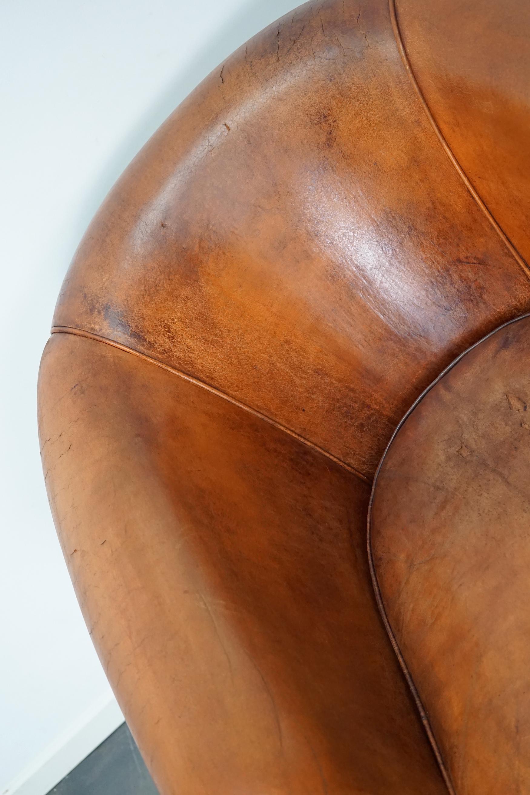 Vintage Dutch Cognac Colored Leather Club Chair 4