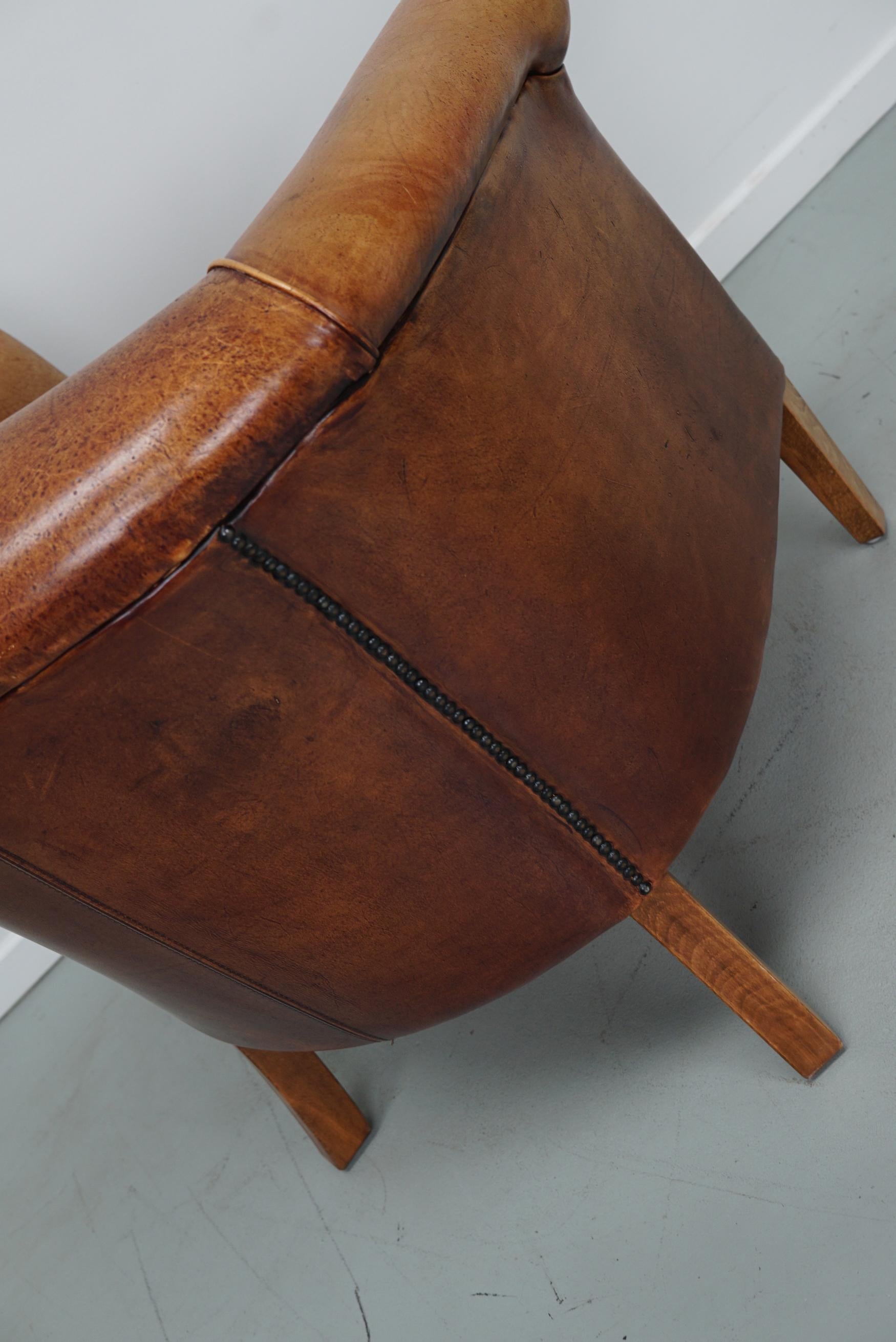 Vintage Dutch Cognac Colored Leather Club Chair 3
